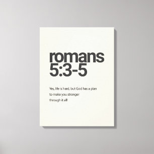 Romans 5:3 Minimalist Christian Canvas Wall Art