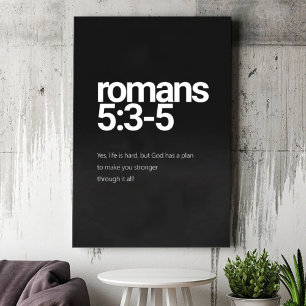 Romans 5:3 Minimalist Christian Canvas Wall Art