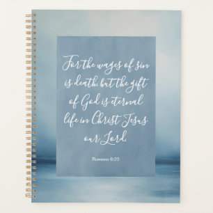Romans 6:23 Bible Verse Image Spiral Notebook Planner
