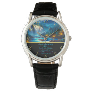 Romans 6:23 Christian Faith a waterfall  gold Watch