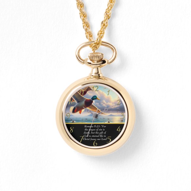   Romans 6:23 Christian Faith cross with ducks   Watch (Front)