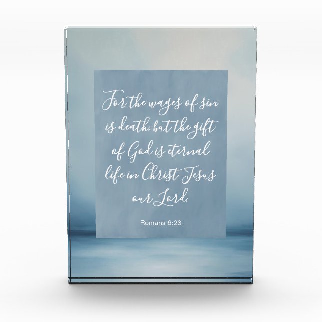 Romans 6:23 Customizable Bible Verse  Photo Block (Front)