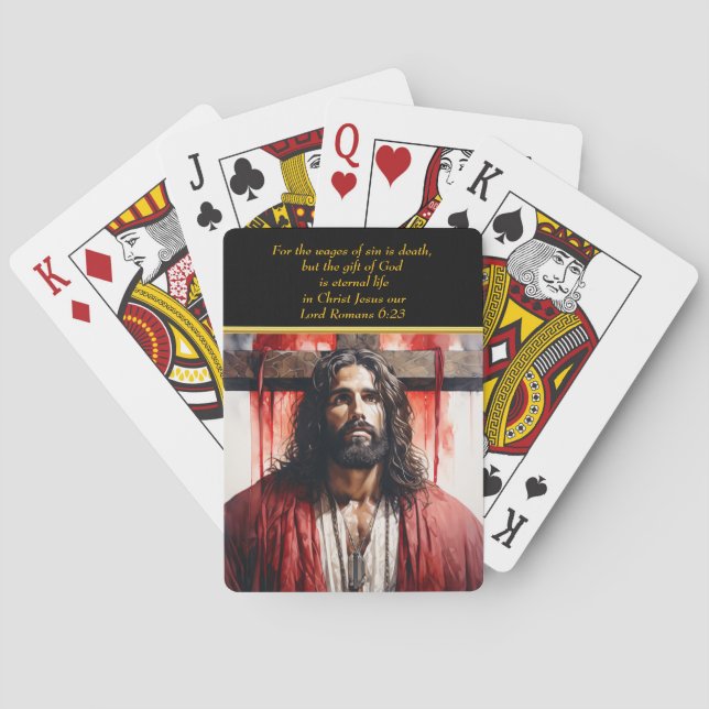 Romans 6:23  Jesus on the cross  Playing Cards (Back)