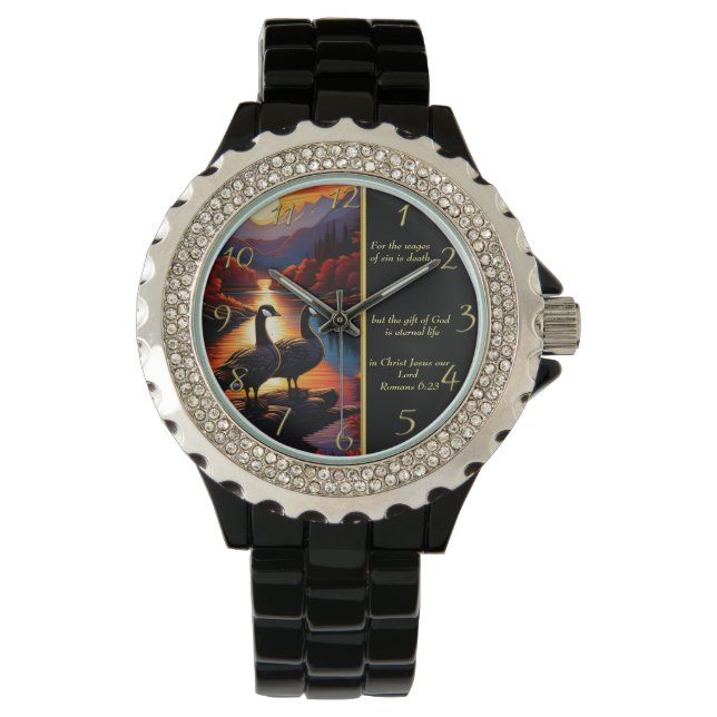 Romans 6:23  White Church  gold Watch (Front)