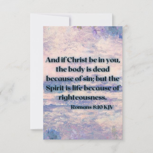 Romans 8:10 KJV Bible Scripture Pic Greeting Card (Front)