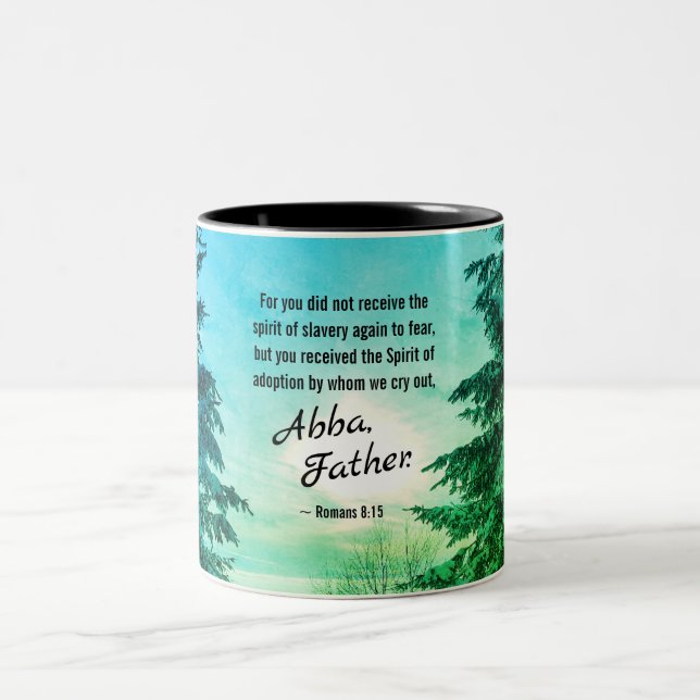 Romans 8:15 We cry out "Abba Father" Two-Tone Coffee Mug (Center)