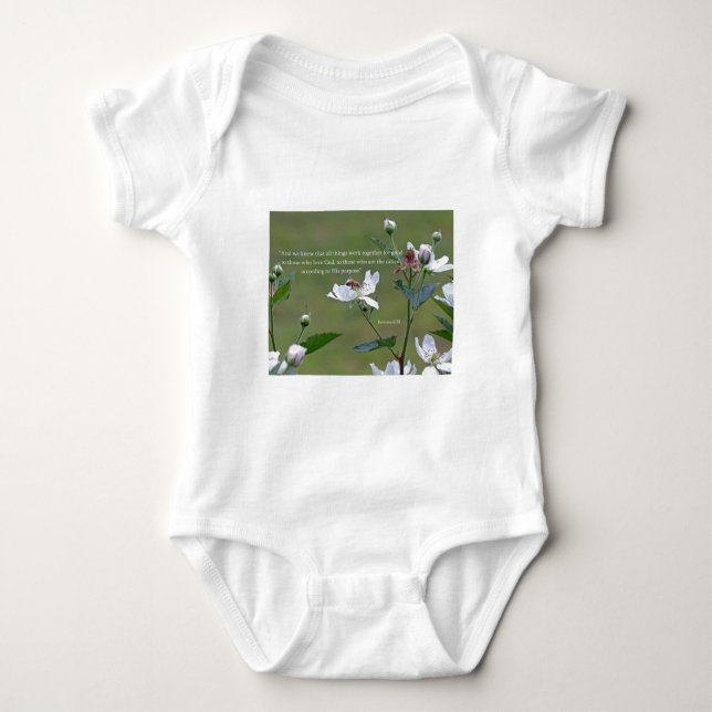 Romans 8:28 baby bodysuit (Front)