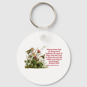 Romans 8:28 Bee Motif Keychain