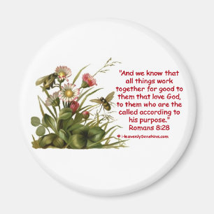 Romans 8:28 Bee Motif Magnet