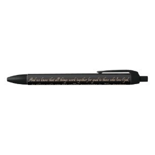 Romans 8:28 Bible Scripture Black Ink Pen