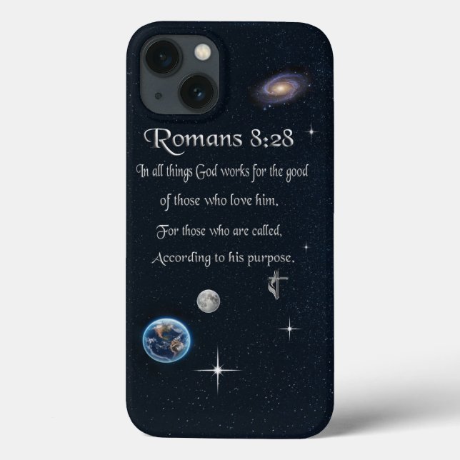 Romans 8:28 Christian Bible verse Case-Mate iPhone Case (Back)