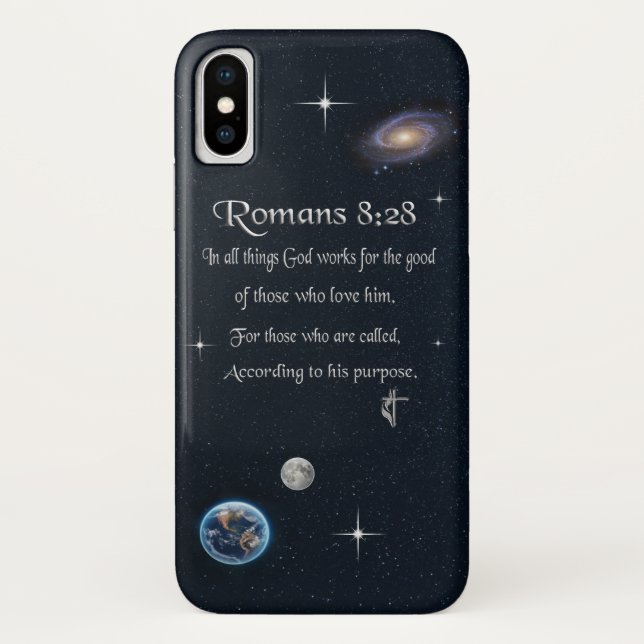 Romans 8:28 Christian Bible verse Case-Mate iPhone Case (Back)