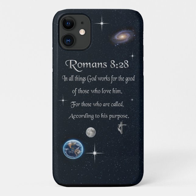 Romans 8:28 Christian Bible verse Case-Mate iPhone Case (Back)