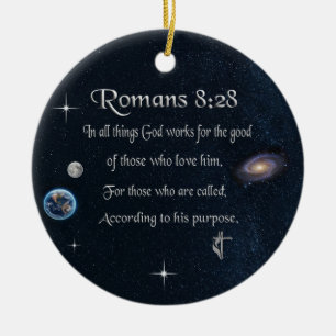 Romans 8:28 Christian Bible verse Ceramic Ornament