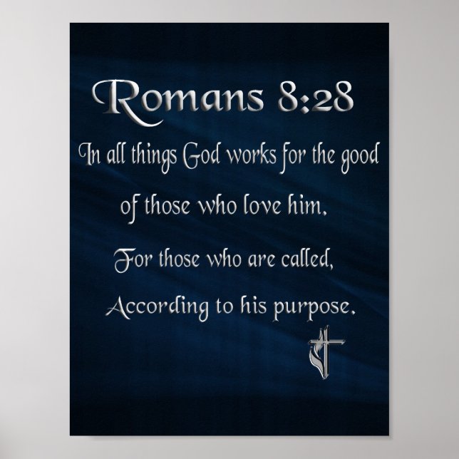 Romans 8:28 Christian Bible verse Poster (Front)