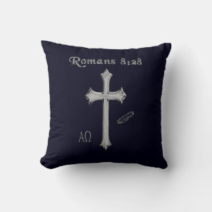 Romans 8:28 Christian Bible verse Throw Pillow