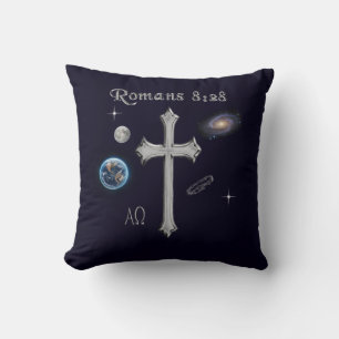Romans 8:28 Christian Bible verse Throw Pillow