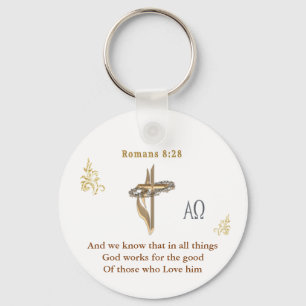 Romans 8:28 Christian Keychain
