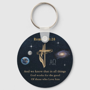 Romans 8:28 Christian Keychain