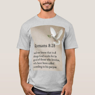 Romans 8:28 Christian Men's Bible Verse Tee Shirt