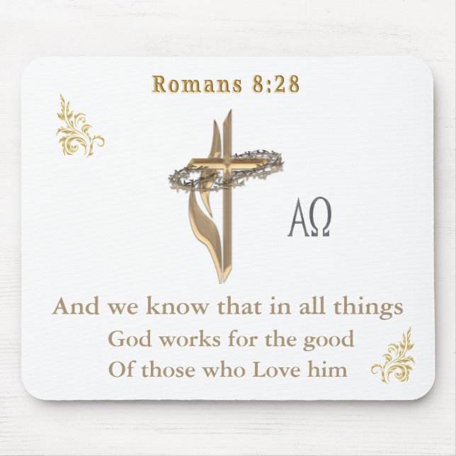 Romans 8:28 Christian  Mouse Pad (Front)