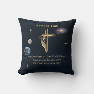 Romans 8:28 Christian Throw Pillow