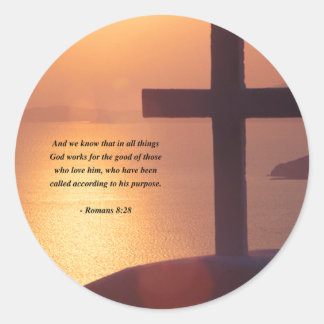 ROMANS 8:28 CLASSIC ROUND STICKER