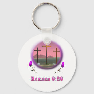Romans 8:28 designs keychain