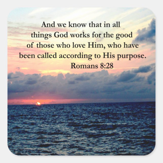 ROMANS 8:28 FAITH SQUARE STICKER (Front)