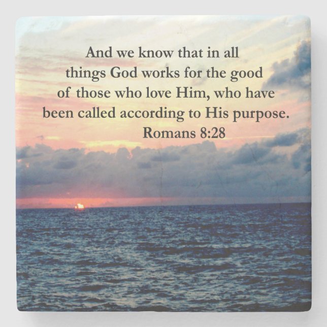 ROMANS 8:28 FAITH STONE COASTER (Front)