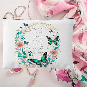 Romans 8:28 Flowers and butterflies  Accessory Pouch