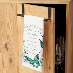 Romans 8:28 Flowers and butterflies  Kitchen Towel