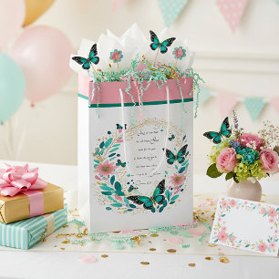 Romans 8:28 Flowers and butterflies Medium Gift Bag