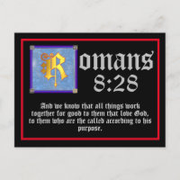 Romans 8 28 Gold Illuminated Letter Bible Quote