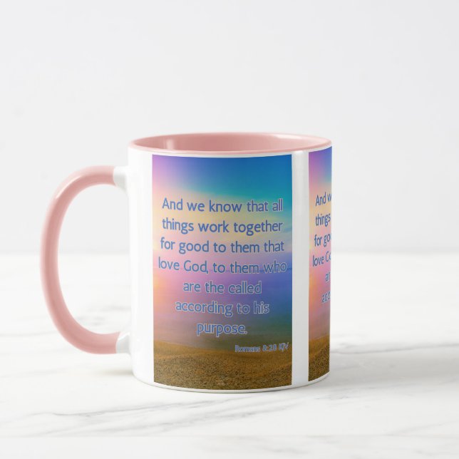 Romans 8:28 KJV Bible Verse Pic Two-Tone Mug (Left)