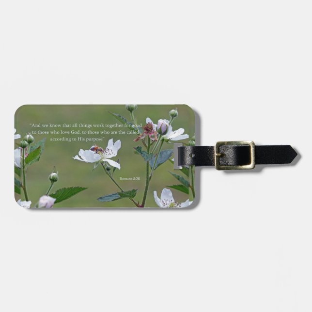 Romans 8:28 luggage tag (Front Horizontal)