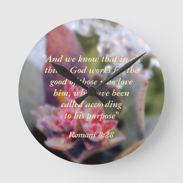 Romans 8:28 round clock (Front)