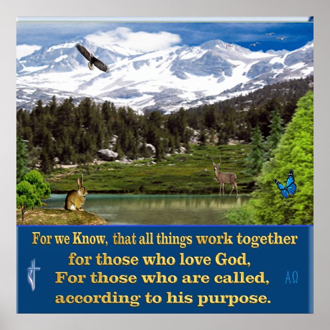 Romans 8:28  scripture poster (Front)