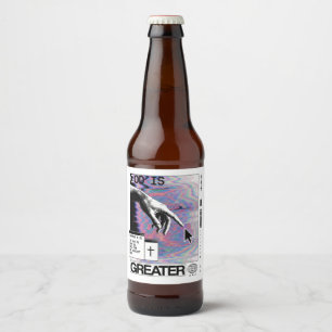 Romans 8:31 Cyberpunk Hand Of God Glitch Art Beer Bottle Label