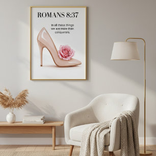 Romans 8:37 Wall Art   Christian Scripture Print 