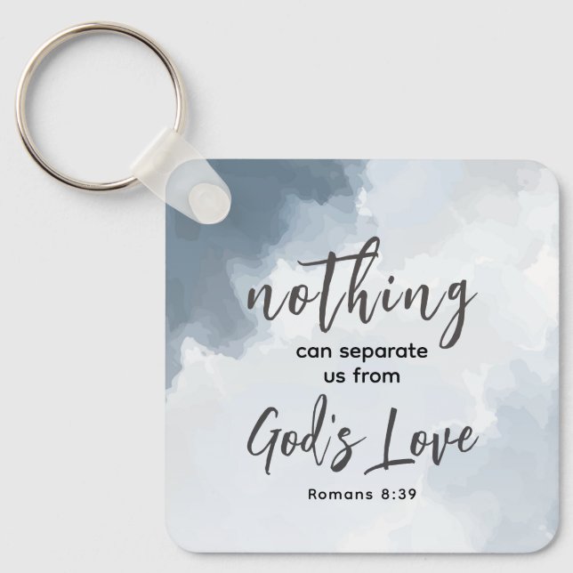 Romans 8:39 God's Love Bible Verse Christian Keychain (Front)