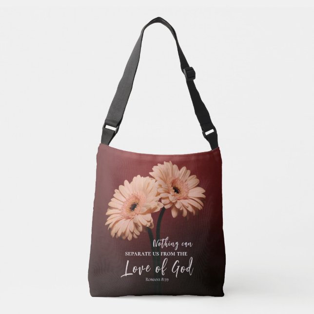 Romans 8 39 Love of God Bible Verse Pink Brown Crossbody Bag (Front)