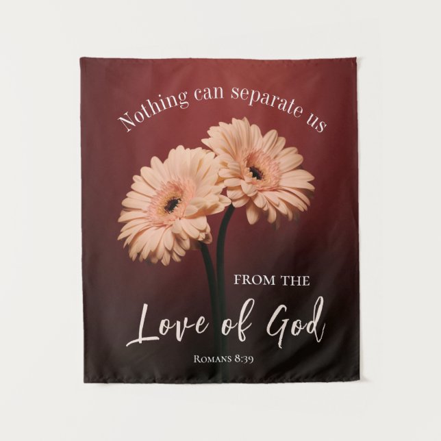 Romans 8 39 Love of God Bible Verse Pink Brown  Tapestry (Front)