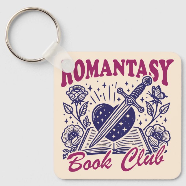 Romantasy book club keychain (Front)