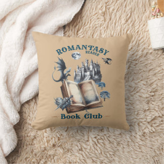 Romantasy Reader Dragon Book Club Castle Throw Pillow