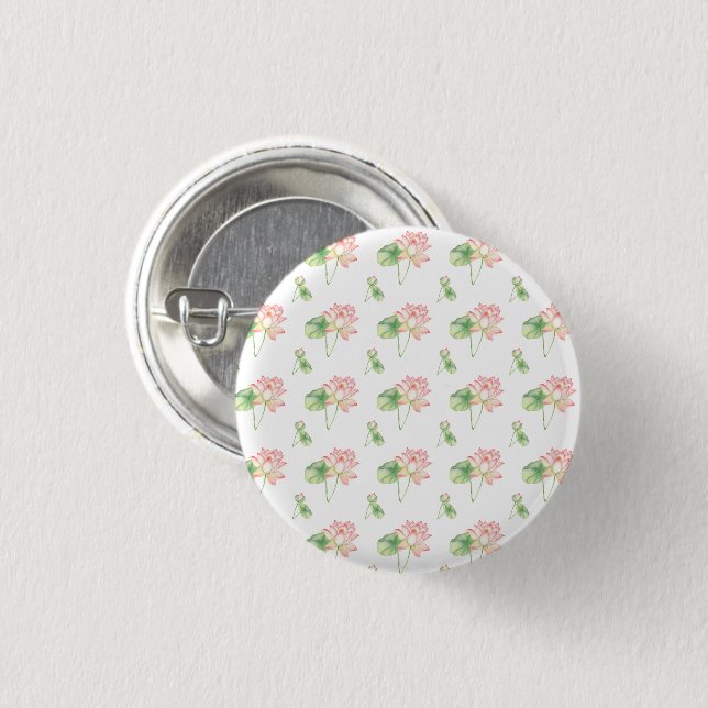 Romantic Сute lotus flowers     1 Inch Round Button (Front & Back)