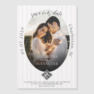 Romantic 1 Photo Scribble QR Code Save the Date Magnetic Invitation