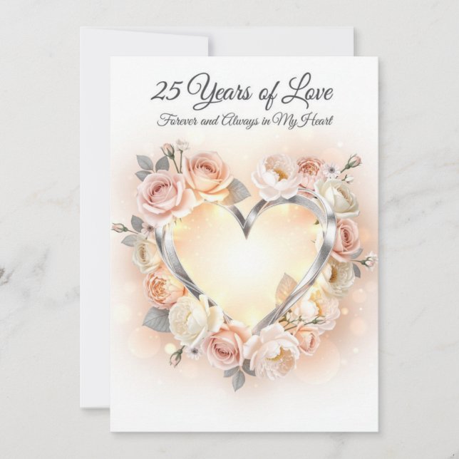 Romantic 25th Wedding Anniversary Card (Front)