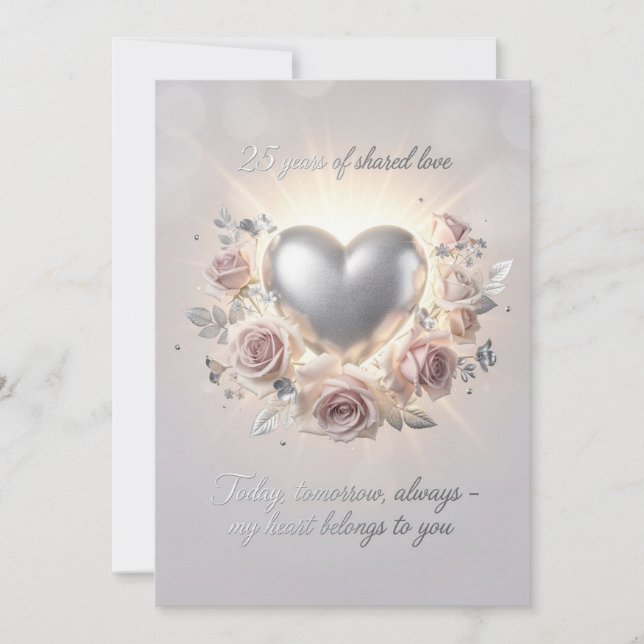 Romantic 25th Wedding Anniversary Card – Luxury  (Front)