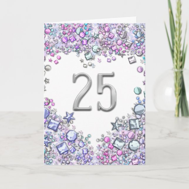 Romantic 25th Wedding Birthday Anniversary Heart Card (Front)